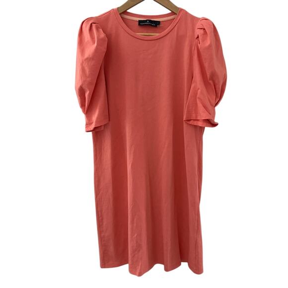 Tuckernuck Pomander Place Puff Shoulder Cotton Dress in Coral Size Large - Picture 4 of 10